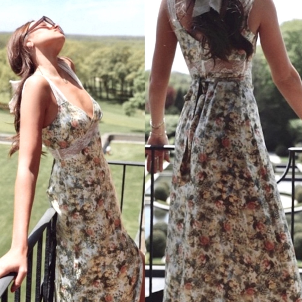 Danielle Bernstein Floral Silk Slip Dress